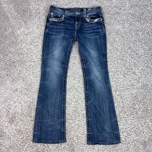 Miss Me Jeans Womens 31 Blue Bootcut Rhinestone Embellished Western Cowboy Bling